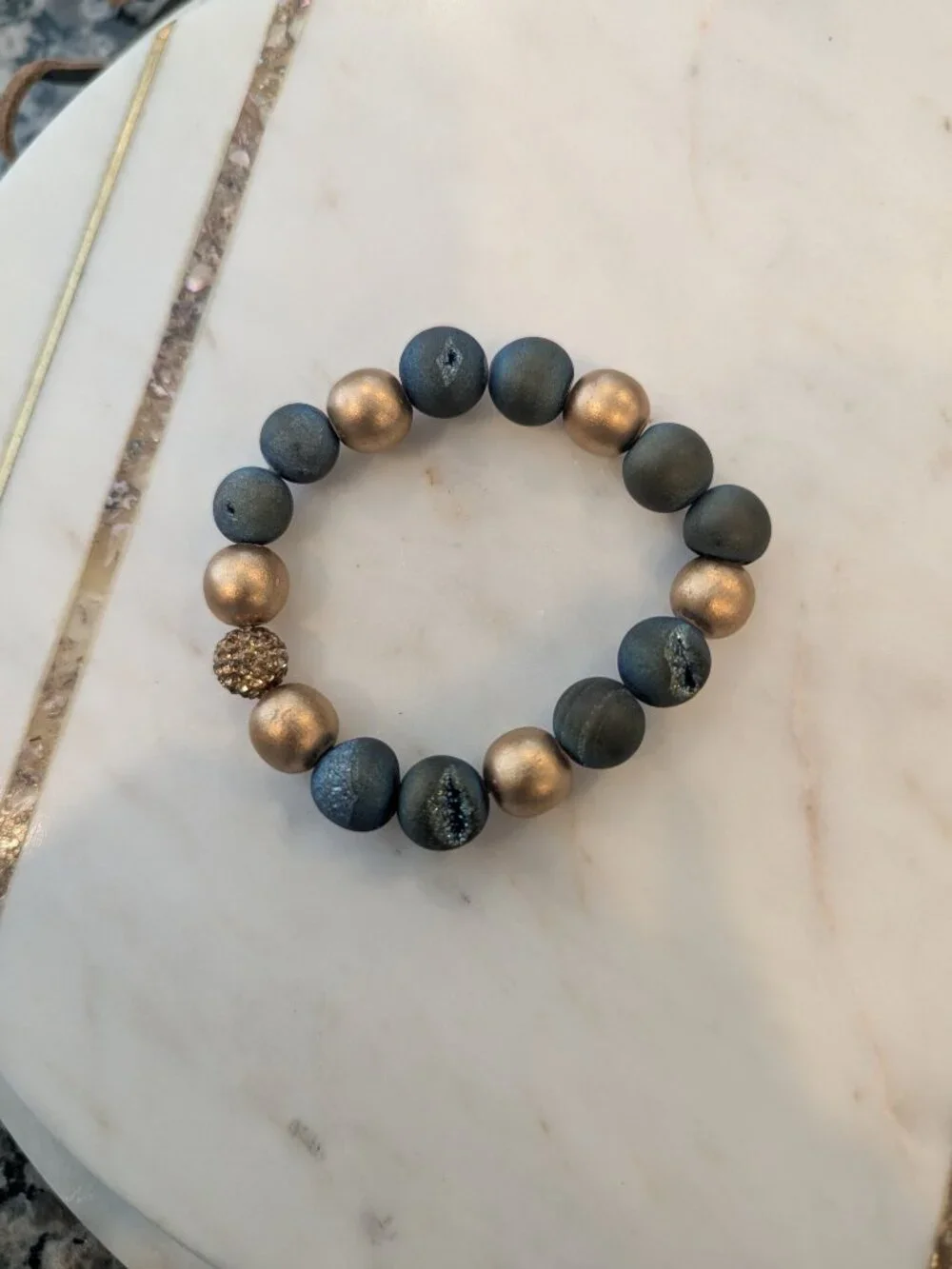 Beautiful Beaded Druzy And Rhinestone Bracelet